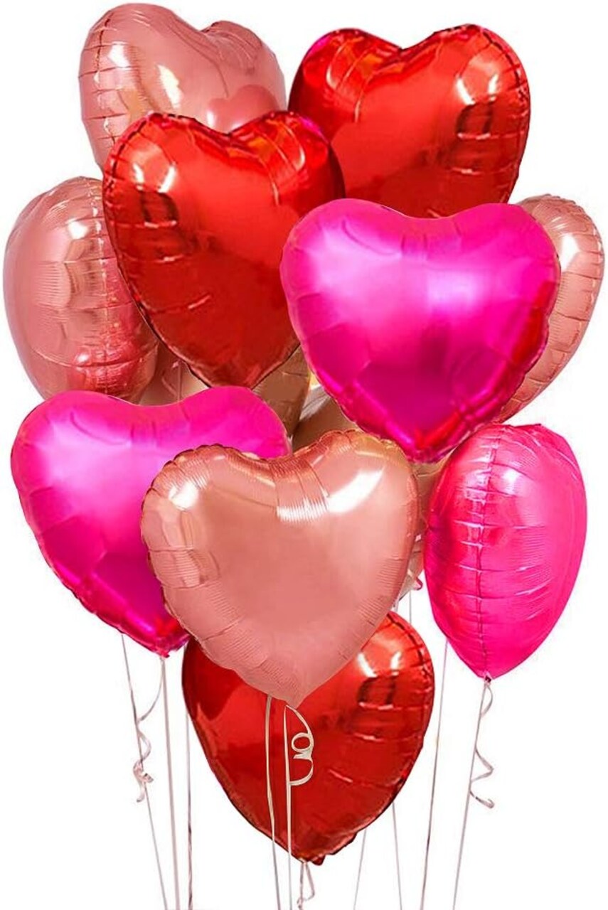 15PCS Rose Gold & Red Heart Foil Balloons – Valentine’s Day, Wedding, Birthday, Bridal & Baby Shower Decorations